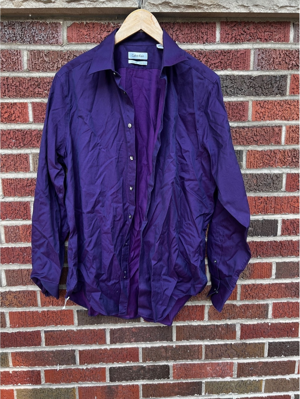 Calvin Klein Dark Purple Button Down Slim Fit Dress Shirt
